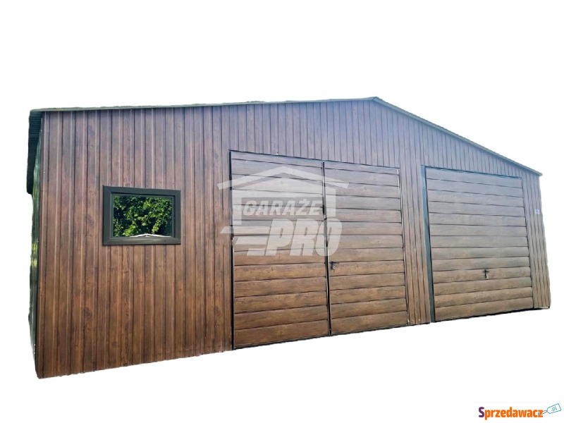 Garaż blaszany 9x6 2x Brama okno   drewnopodobny... - Garaże i wiaty - Płock