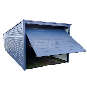 Garaż blaszany 3x8m  Brama uchylna  Antracyt Dach spad w tył GP224