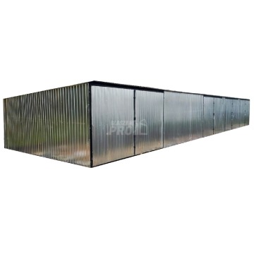 Garaż Blaszany RZĄD 17,5m x 5m - spad tył 4x Brama ocynk  GP239