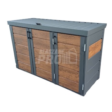 Zabudowa koszy na śmieci wiata śmietnikowa obudowa 177x65x110 cm 3x120L GP338