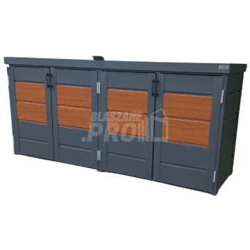 Zabudowa koszy na śmieci wiata śmietnikowa obudowa 235x65x110 cm 4x120L GP340
