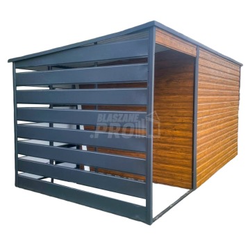 Schowek Domek Ogrodowy 3x2m + Wiata 1,5m drzwi Jasny orzech Antracyt  GP367