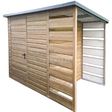 Schowek domek ogrodowy 2x2m + wiata 0,8m drzwi winchester drewnopodobny  TS756