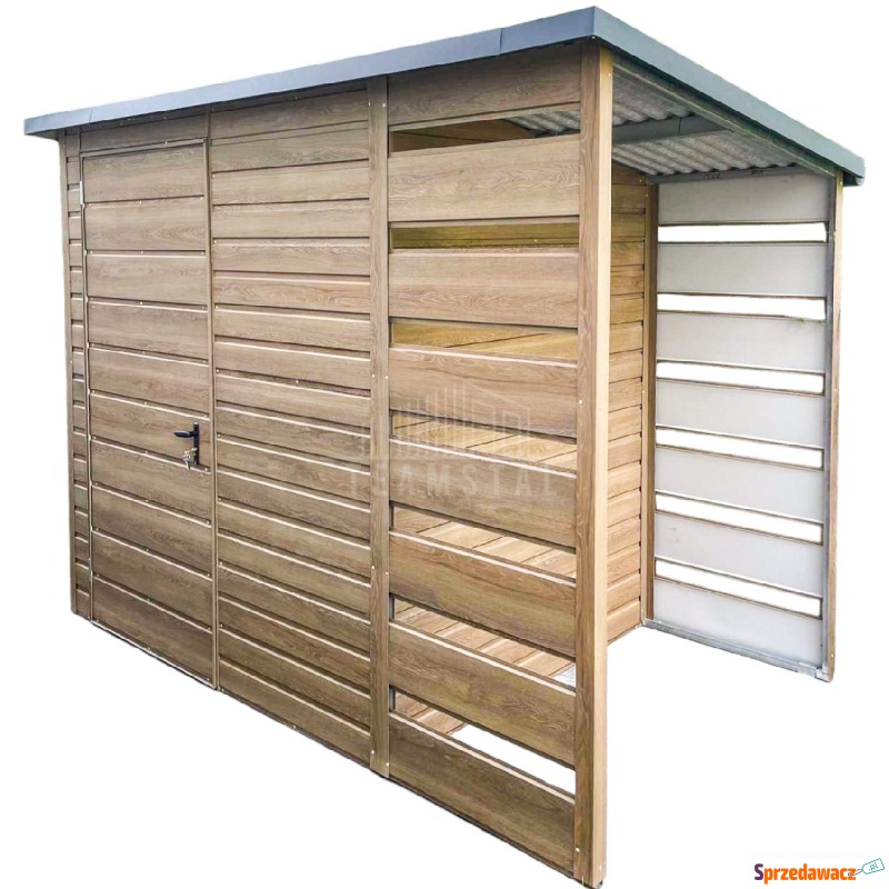 Schowek domek ogrodowy 2x2m + wiata 0,8m drzwi... - Altany, domki, namioty - Lubin