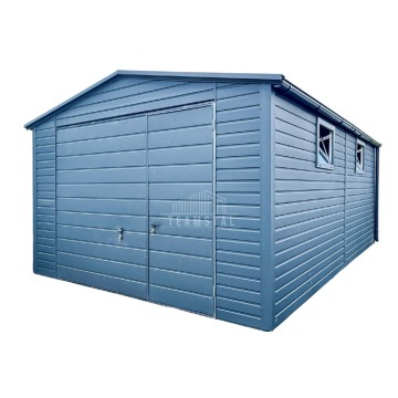 Garaż Blaszany 4x6m Brama uchylna Drzwi 2x Okno antracyt Dach Dwuspadowy TS766