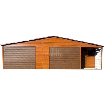 Garaż Blaszany 10x6m + Wnęka 2x1m- 2x Brama Uchylna Drzwi Okno Rynny Dach TS787