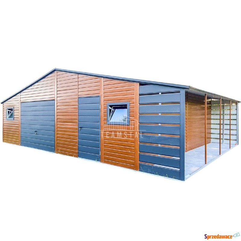 Garaż Blaszany 8,5x6m + Wiata 1,5x6m Brama Uc... - Garaże i wiaty - Ciechanów