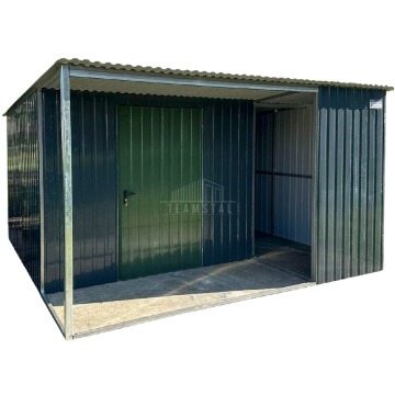 Schowek Wiata Domek ogrodowy 2,5x4m + wiata 1,5m drzwi antracyt spad w tył TS870