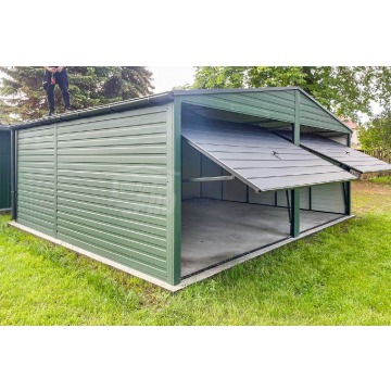Garaż Blaszany 6x6m 2x Bramy uchylne Zielony... - Garaże i wiaty - Opole - zdjęcie 2