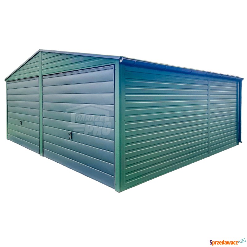 Garaż Blaszany 6x6m 2x Bramy uchylne Zielony... - Garaże i wiaty - Opole
