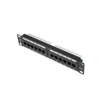 Patch panel Lanberg Patch Panel 12 port 1U 10'' kat.6 UTP czarny