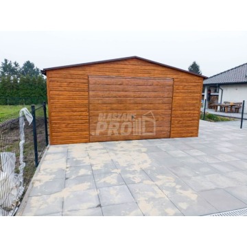 Garaż blaszany 6x6m - Brama uchylna drewnopodobny... - Altany, domki, namioty - Opole - zdjęcie 3