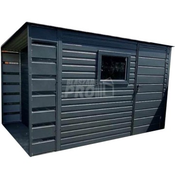 Schowek - domek ogrodowy 2,5x2,5m + wiata 0,5m okno Antracyt GP457