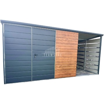 Schowek domek ogrodowy 3x3m + wiata 1,5m Brama dwuskrzydłowa TS886
