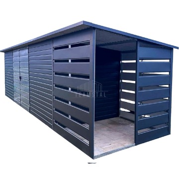 Schowek domek ogrodowy 6x2m + wiata 1,5m Brama dwuskrzydłowa dach spad TS901