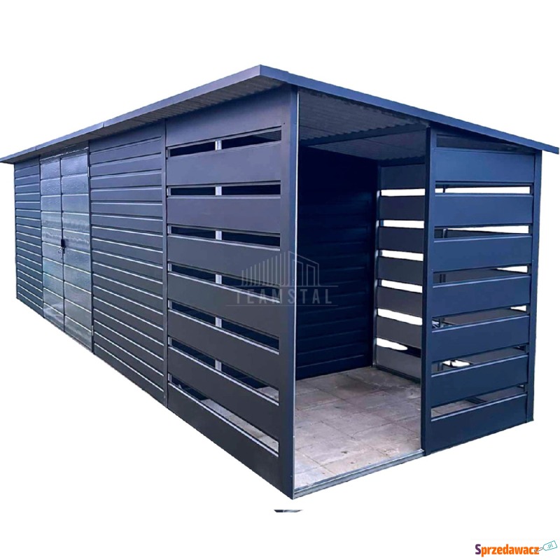 Schowek domek ogrodowy 6x2m + wiata 1,5m Brama... - Altany, domki, namioty - Łańcut