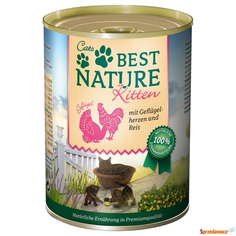 Best Nature Kitten, 6 x 400 g - Serca drobiowe... - Karmy dla kotów - Głogów