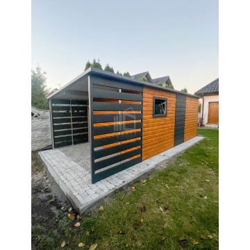 Schowek Domek ogrodowy 5x3,5m + wiata 1,5m drzwi... - Altany, domki, namioty - Kalisz - zdjęcie 3