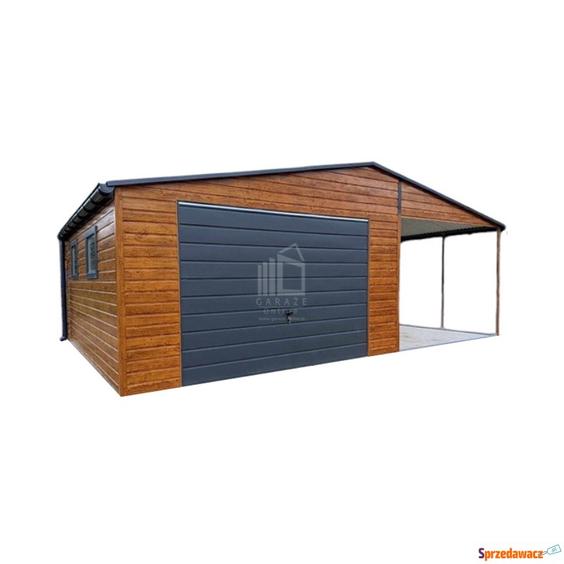 Garaż blaszany 5x6m + wiata 4m Brama uchylna... - Garaże i wiaty - Ruda Śląska
