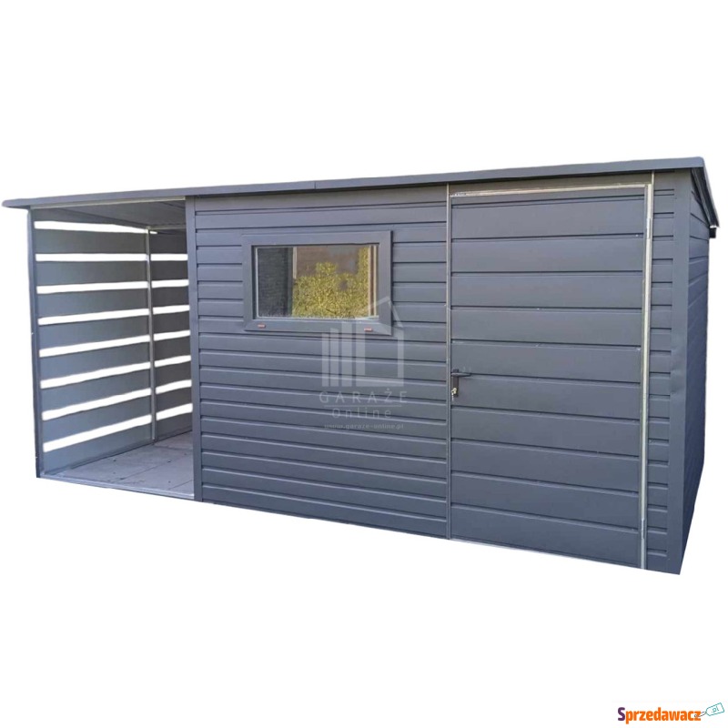Schowek domek ogrodowy 3x2,5m + wiata 1,5m drzwi... - Altany, domki, namioty - Kostrzyn nad Odrą
