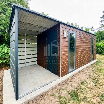 Schowek Domek Ogrodowy 4,5x2,5m + Wiata 1,5m Drzwi... - Altany, domki, namioty - Katowice - zdjęcie 4
