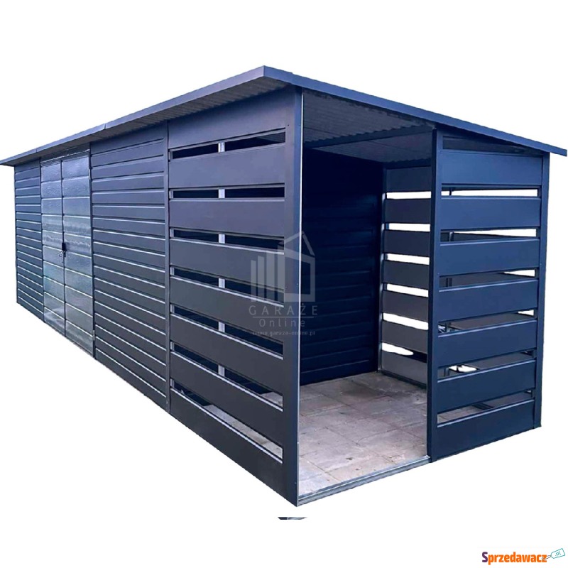 Schowek domek ogrodowy 6x2m + wiata 1,5m Brama... - Altany, domki, namioty - Białystok