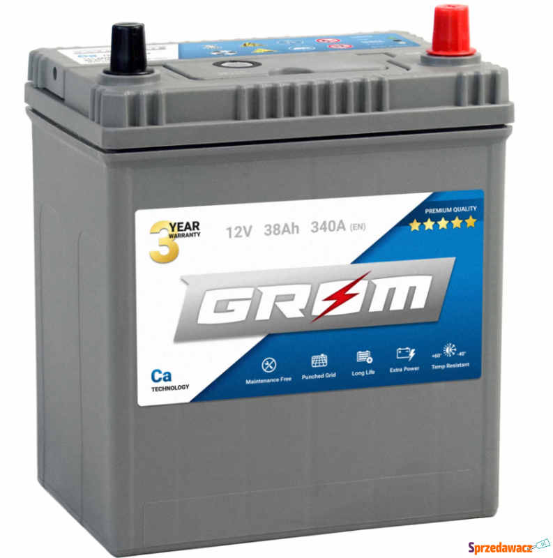 Akumulator 38Ah 340A EN Grom Premium Japan Prawy... - Akumulatory - Bydgoszcz