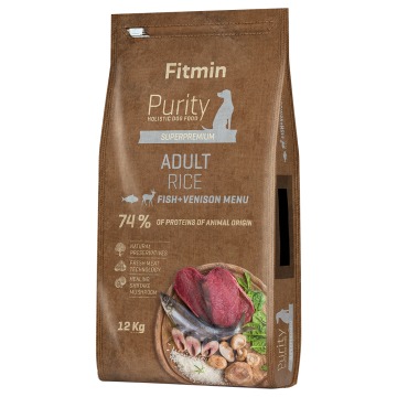 Fitmin Dog Purity Adult Rice, ryba z jeleniem - 12 kg