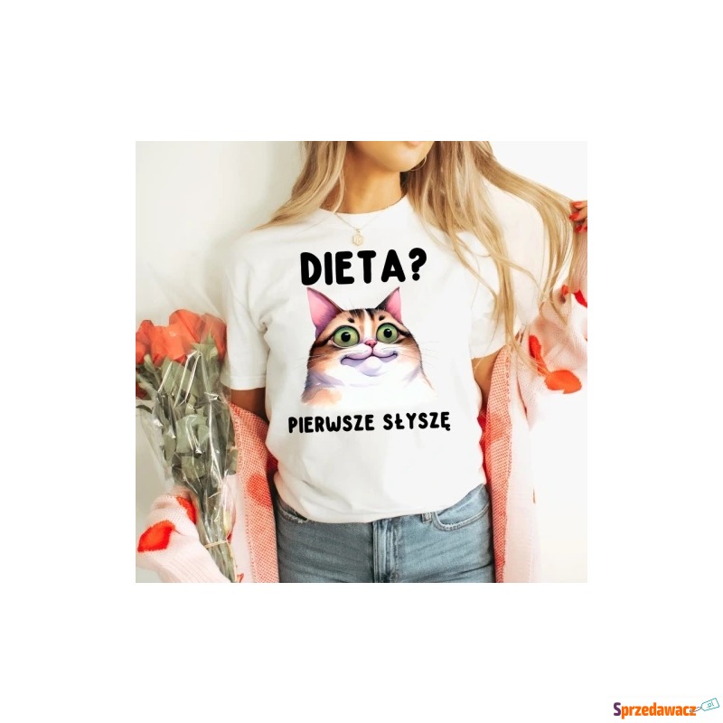 Damska biała koszulka - Dieta...