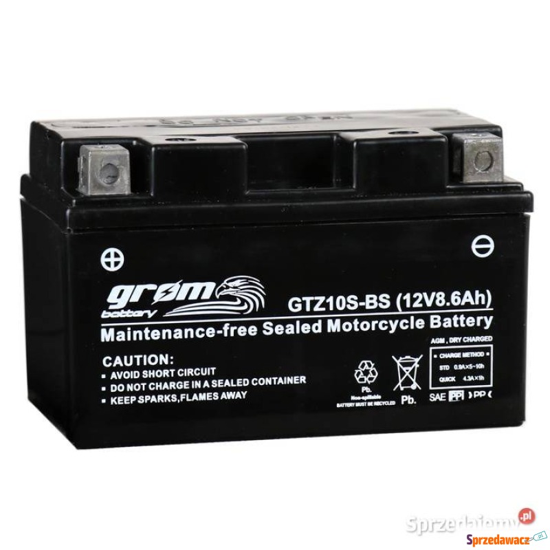 Grom GTZ10S-BS 12V 8,6Ah 160A lewy...