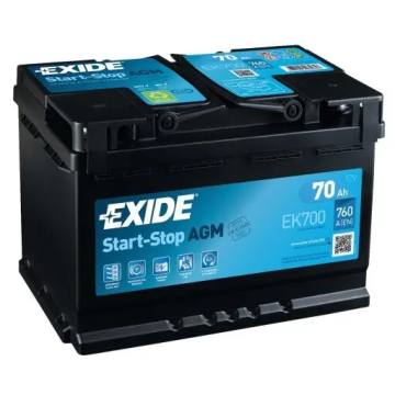 Akumulator 70Ah 760A EN Exide agm start&stop EK700 - Akumulatory - Bełchatów - zdjęcie 1