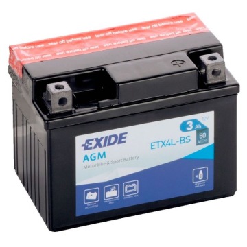 Akumulator motocyklowy 3Ah 50A P+ Exide etx4l-bs ytx4l-bs 12V