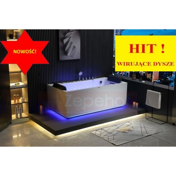 Wanna z hydromasażem EB-185 prostokątna 170cmx85cmx58cm dysze obrotowe, masaż ka