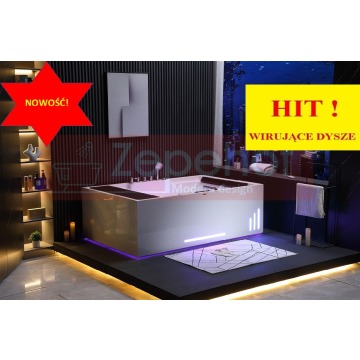 Wanna z hydromasażem EB-D628 R prostokątna 184cmx119cmx62cm 2+2 Dysze Obrotowe