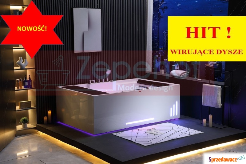 Wanna z hydromasażem EB-D628 R prostokątna 18... - Wanny - Grabówka