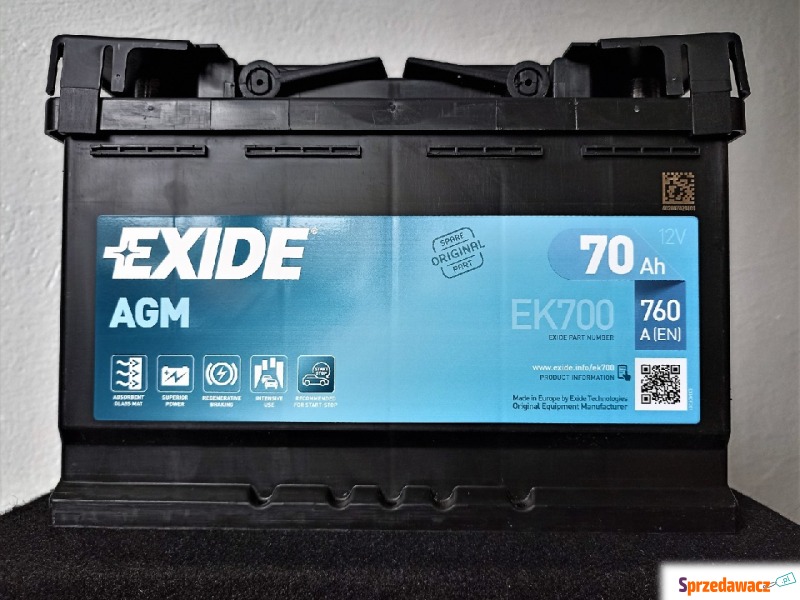 Akumulator 70Ah 760A Exide Agm start&stop EK700 - Akumulatory - Augustów