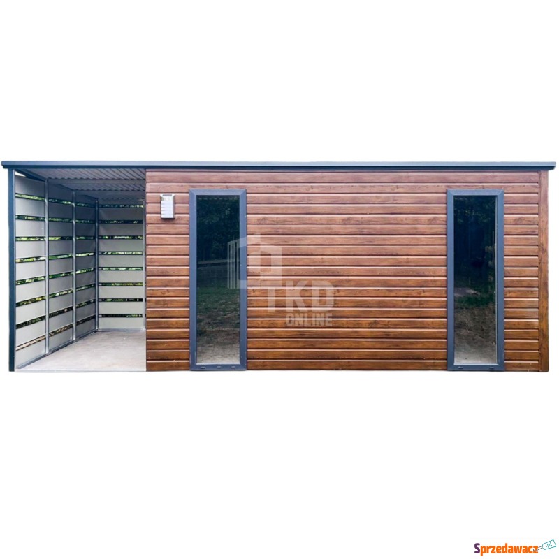 Schowek Domek Ogrodowy 4,5x2,5m + Wiata 1,5m Drzwi... - Altany, domki, namioty - Brzesko