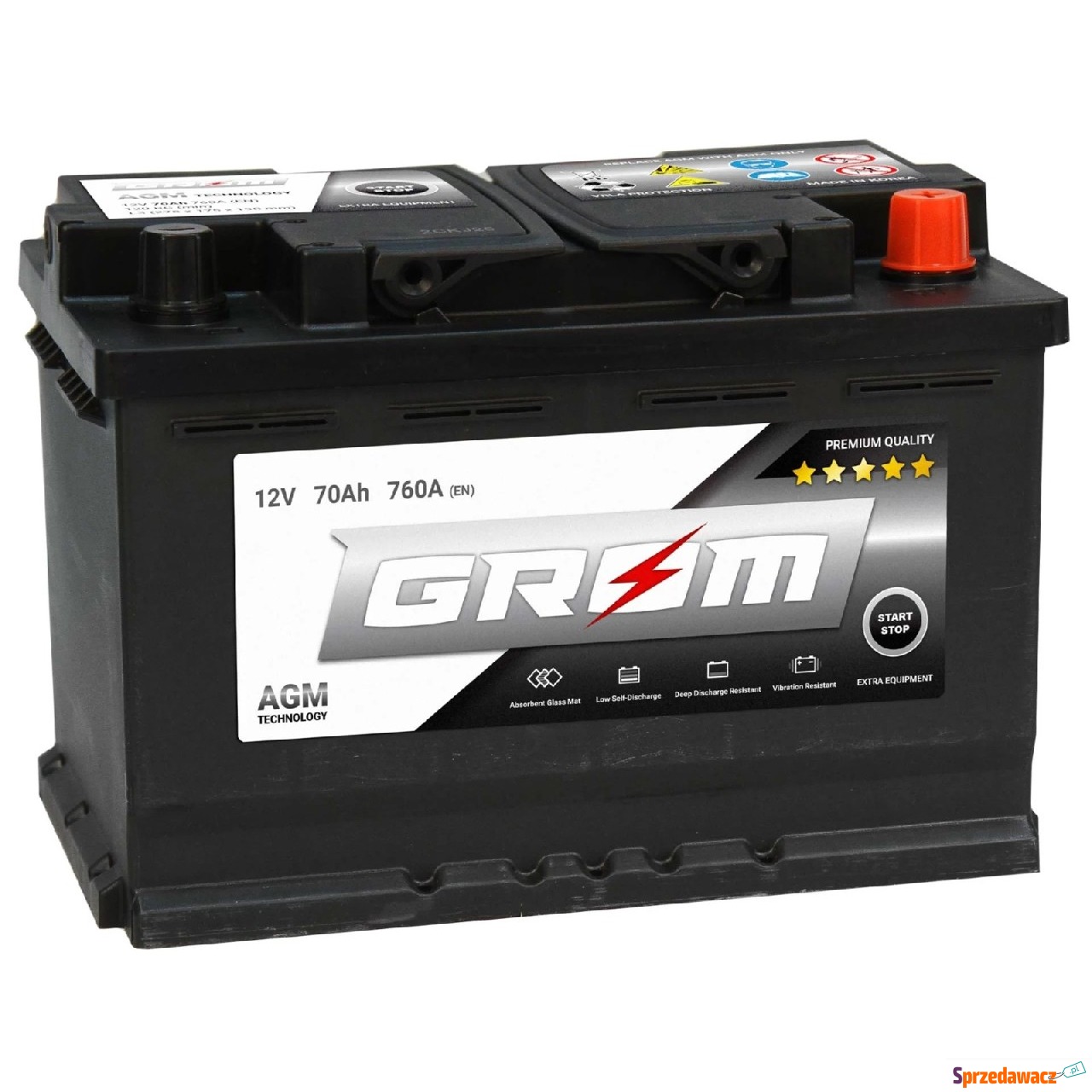 Akumulator 70Ah 760A GROM Agm start...