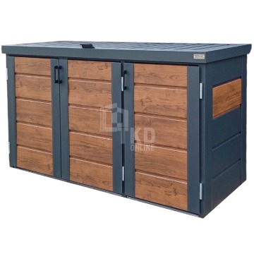 Zabudowa koszy na śmieci wiata obudowa 177x65x110 cm 3x120L jasny orzech TKD345