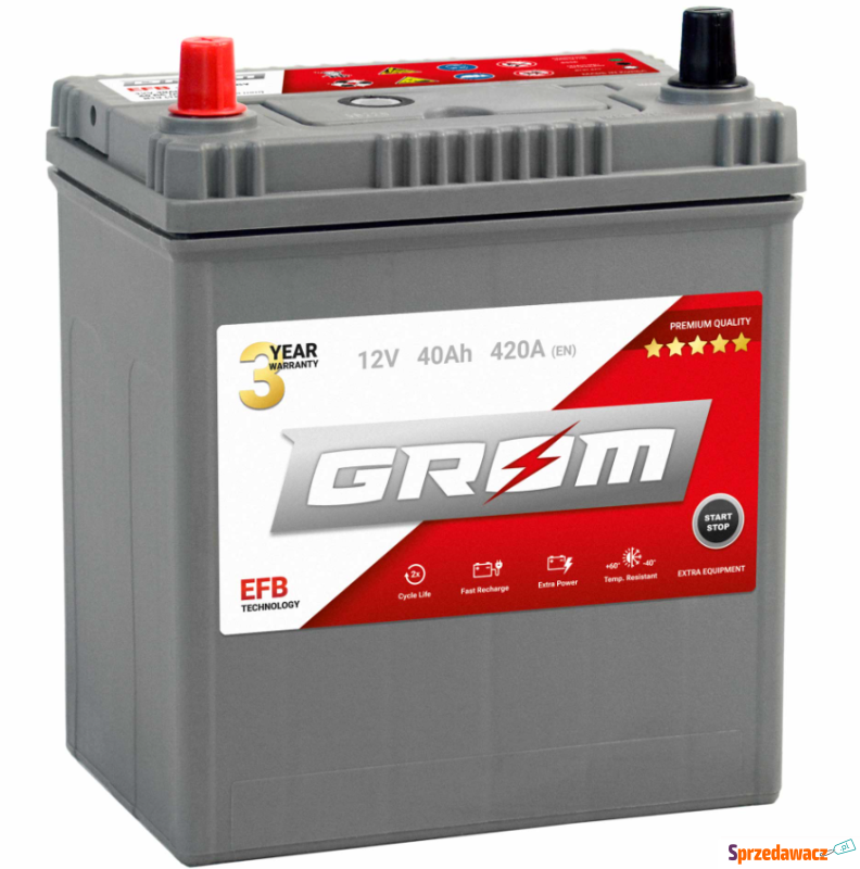 Akumulator 40Ah 420A GROM efb start stop  Japan... - Akumulatory - Chojnice