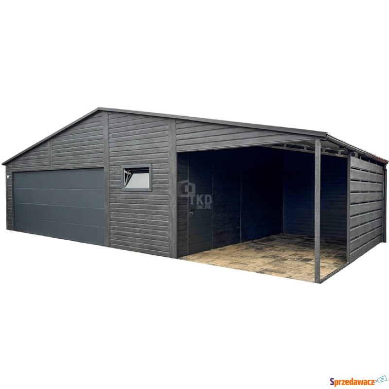 Garaż blaszany PREMIUM 8x6m + wiata 3x6 Brama... - Garaże i wiaty - Mrągowo