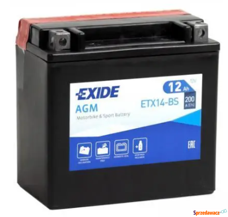 Akumulator motocyklowy 12V 12Ah 200A Exide ET... - Układ elektryczny - Poznań