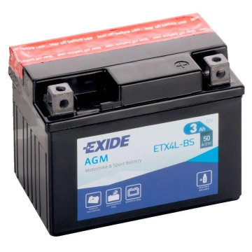 Akumulator motocyklowy 3Ah 50A P+ Exide Etx4l-bs Ytx4l-bs 12V