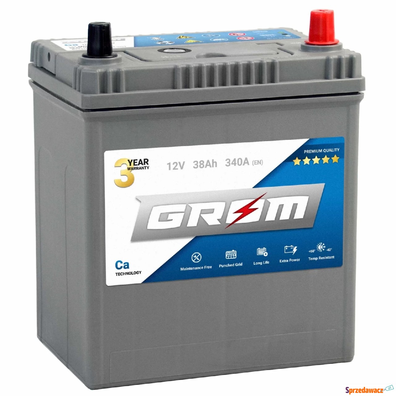 Akumulator 38Ah 340A Grom Premium...