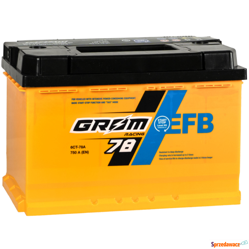 Akumulator 78Ah 750A Grom Racing EFB wysoki P+ - Akumulatory - Szczecin