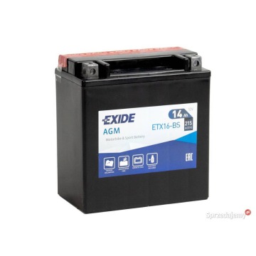 Akumulator motocyklowy 12v 14ah 215a Exide ET... - Zasilacze, ładowarki,... - Kraków - zdjęcie 1