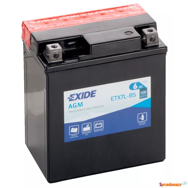 Akumulator motocyklowy 12v 6ah 100a Exide etx7l-bs... - Zasilacze, ładowarki,... - Kraków