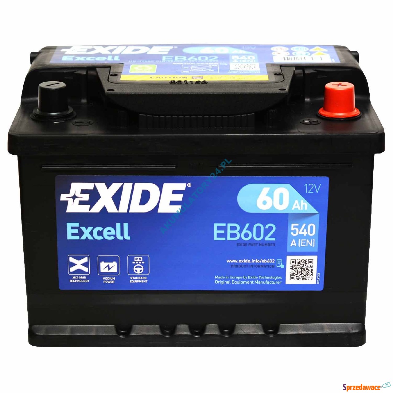 Akumulator Exide Excell 60Ah 540A...