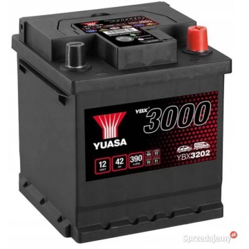 Akumulator 42Ah 390A Yuasa Standard 12V  kostka Prawy Plus