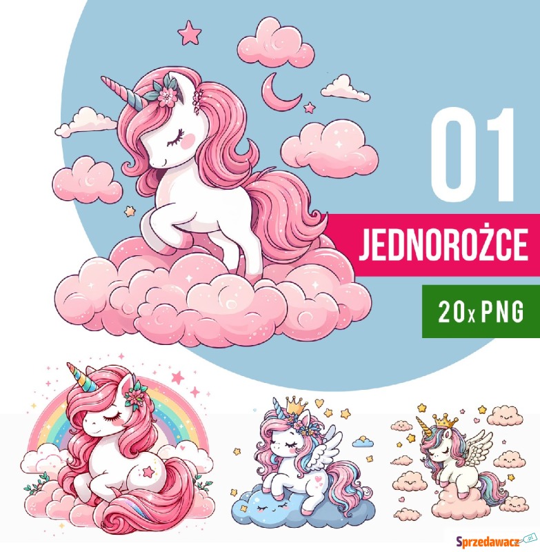 Jednorożec Kliparty Kolorowy PNG Rysunek Tęczowy... - Ulotki reklamowe - Bydgoszcz